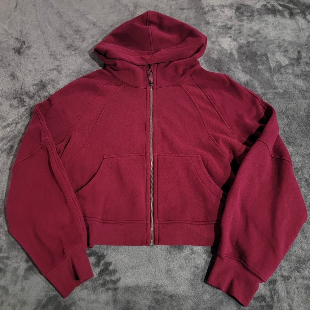 Lululemon Scuba Hoodie Women XL/XXL Dark Red Oversized Full Zip Terry W3EOZS